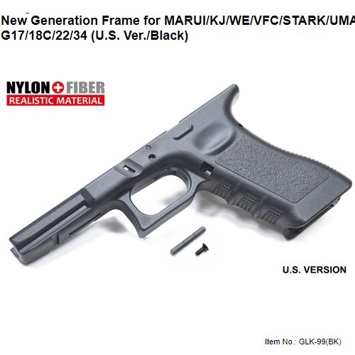 Guarder New Generation Frame for MARUI/KJ/WE/VFC/STARK/UMAREX G17/18C/22/34 (U.S. Ver./Black)